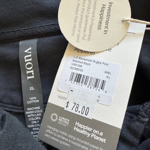 Vuori Mackenzie Rugby Polo in Washed Black, Size XL - Picture 6 of 7